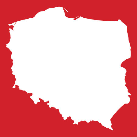 Poland map. Map of Poland in high details on red colorのイラスト素材