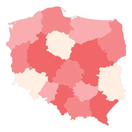 Poland map. Map of Poland in administrative regionsのイラスト素材