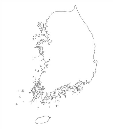 Map of South Korea - solid black outline border map of country area. Simple flat vector illustration.のイラスト素材