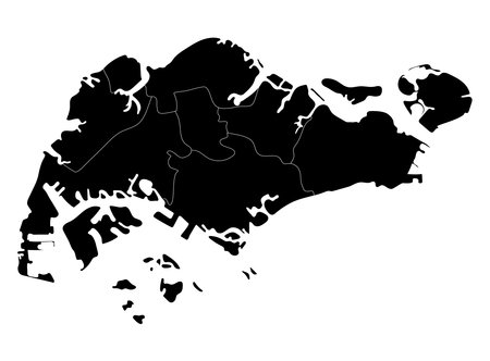 Black Map of Singapore. map Isolated vector illustration. Vector Illustrationのイラスト素材