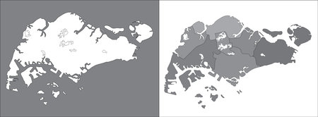 Map of Singapore. map Isolated. map in black and white versions.のイラスト素材