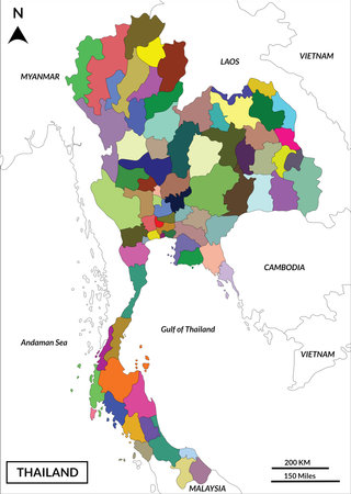 Map of Thailand with all provinces and administrative divisions. Vector illustration.のイラスト素材