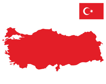 Map of Turkey with Turkish flag.のイラスト素材