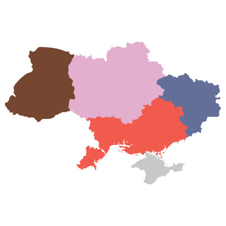 Ukraine map. Map of Ukraine in main regionsのイラスト素材