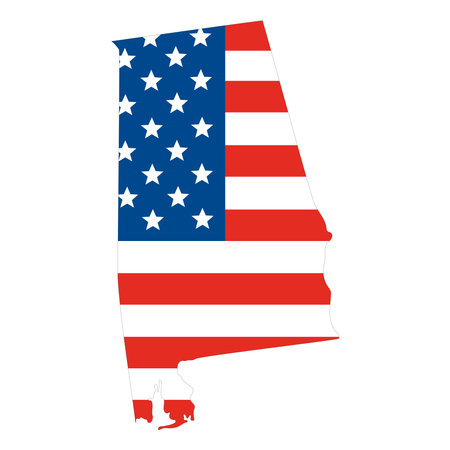Map of Alabama with flag. USA mapのイラスト素材