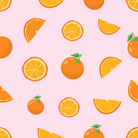 Seamless pattern with oranges. Vector illustration in flat style.