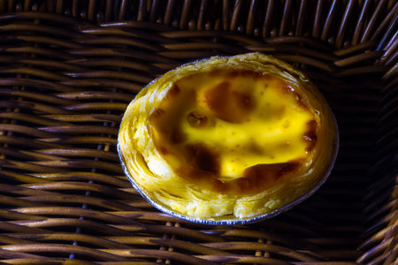 Egg custard tart in foil cup.Egg custard tart.