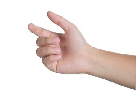 hand sign posture pick hold in isolated