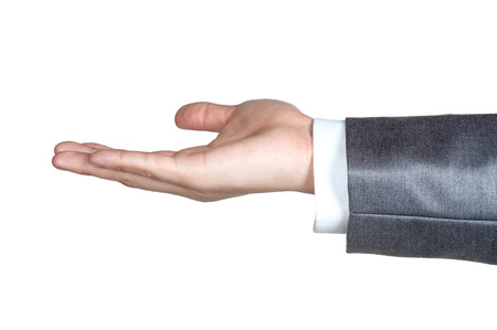business man hand sign in suit  isolatedの写真素材