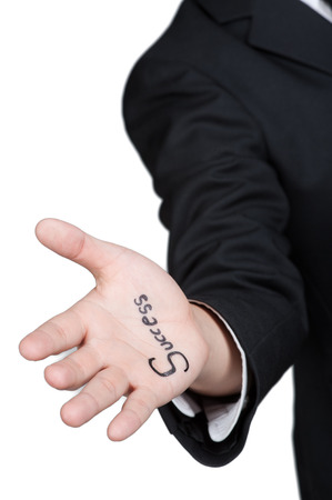 business man hand success in isolatedの写真素材