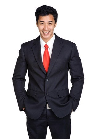 business man smile suit in isolatedの写真素材