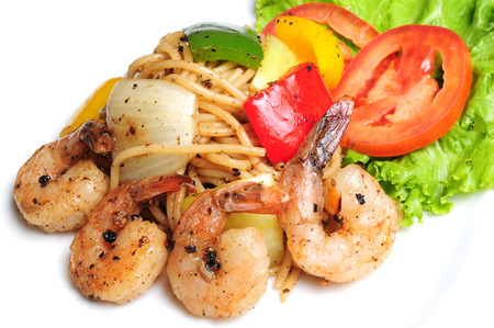 Spicy Spaghetti Shrimp pad kee maoの写真素材