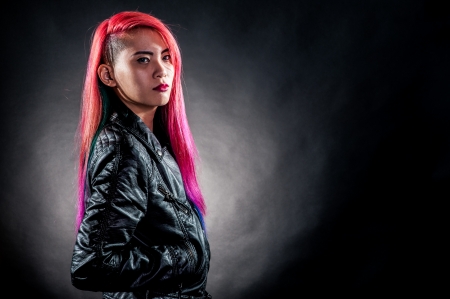 young girl colour hair magnificent fashionの写真素材