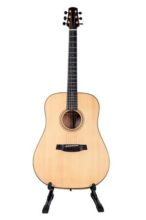 classical acoustic guitar isolated on a white backgroundの写真素材