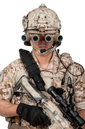 soldier man full armor and helmet isolatedの写真素材