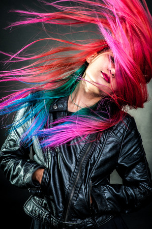 girl movement colour hair magnificentの写真素材
