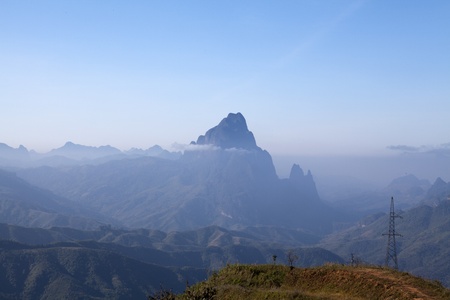 High mountain between Vang Vieng and Louangprabang Laosの写真素材
