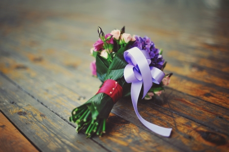 Bouquet on the woodの写真素材