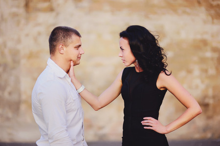 mature woman attacks her boyfriend, Negativ Relationshipsの写真素材