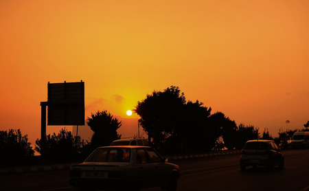 sunset over the cityの写真素材