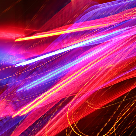 Disco in motion.  City never sleeps.