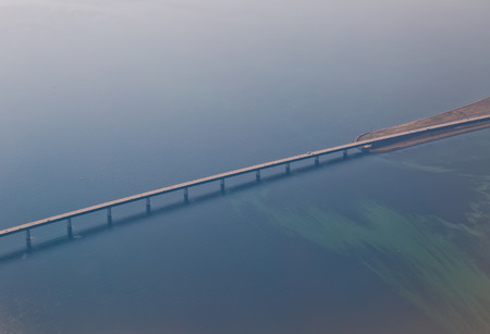 high view of ocean and bridge. flightの写真素材