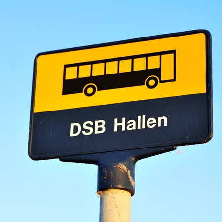 Sign of bus stop in Denmark.の写真素材