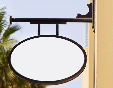 Blank round shape space for adverts at street.の写真素材