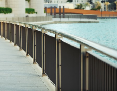 Park in modern city. Fence.の写真素材