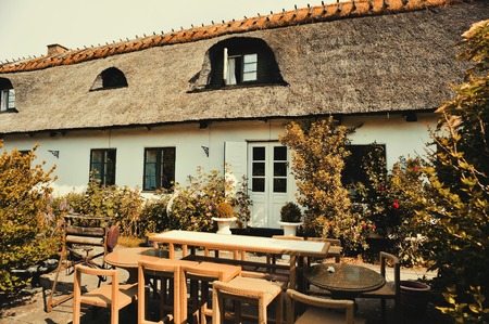 Cute and simple european house in the countryside. Hotel in Dragor, Copenhagen, Denmark.のeditorial素材