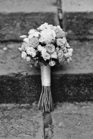 wedding bouquet with rosesの写真素材