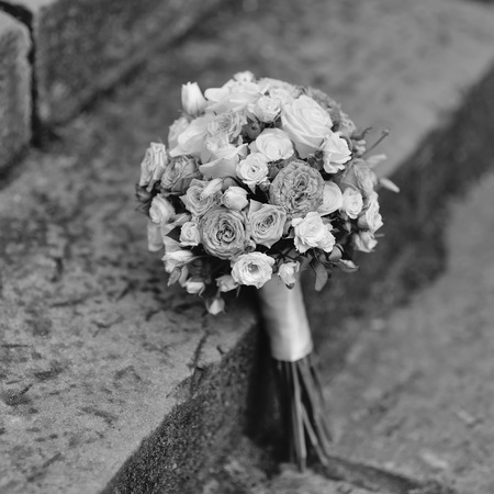 wedding bouquet with rosesの写真素材