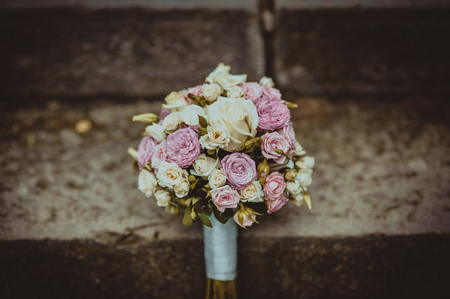 Wedding bouquet of various flowers.の写真素材