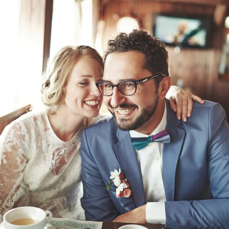Young wedding couple in love together.の写真素材