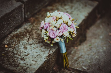 Wedding bouquet of various flowers.の写真素材