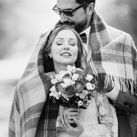 Young wedding couple in love together.の写真素材