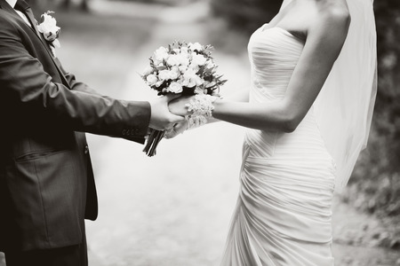 portrait of  young wedding coupleの写真素材