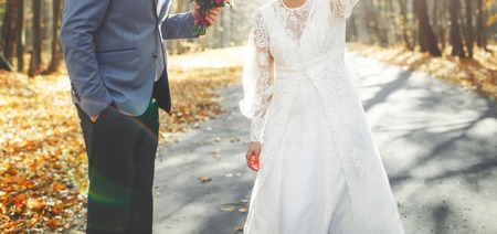 Stylish wedding couple. Groom and bride together.の写真素材