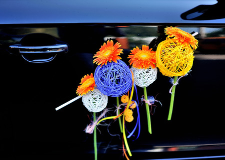 wedding black carの写真素材