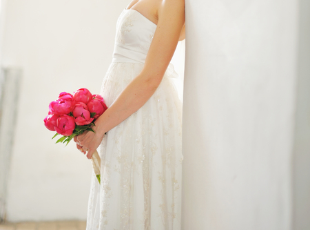Caucasian bride on wedding day.の写真素材