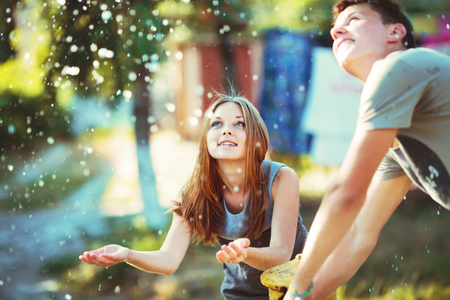 When you are young and nothing matters. Teeanage couple together.の写真素材