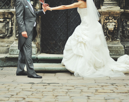 Young  stylish wedding couple. groom and bride together.の写真素材