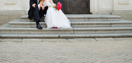 Newly wed young couple together.の写真素材