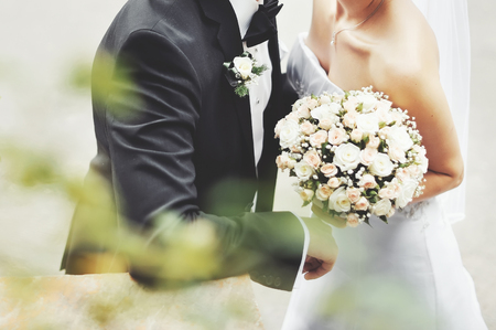 Young wedding couple. Groom and bride together.の写真素材