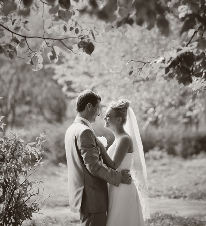 These romantic happy moments of wedding romantic couple.の写真素材