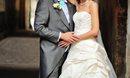 Married and happy. Romantic momentの写真素材