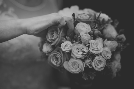 luxury wedding bouquet of tiny rosesの写真素材