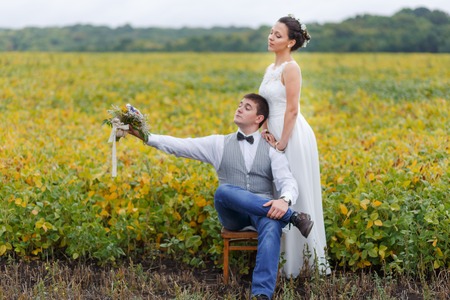 Groom and bride happy together. Wedding.の写真素材