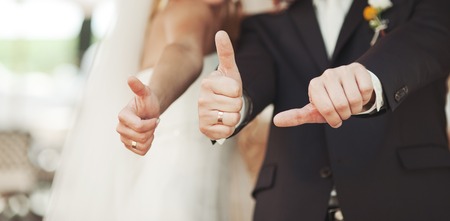 Young wedding couple in love together. の写真素材
