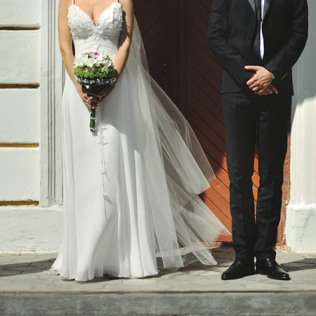 young wedding couple, groom and bride togetherの写真素材